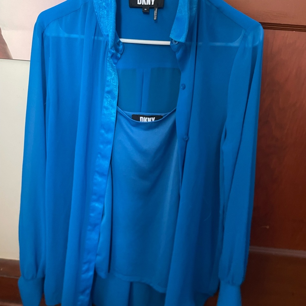 DKNY Vibrant Blue Button Down and Cami